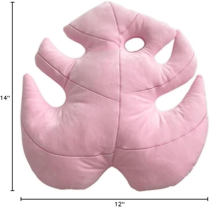 Green Philosophy Co. Monstera Deliciosa Leaf Pillow - Paradise Pink