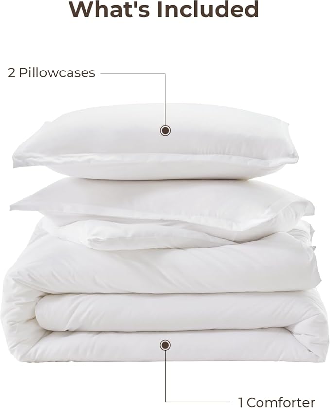 Litanika Twin XL Comforter Set White - 2 Pieces Extra Long Bed Set for College Dorm, All Season Bedding Set for Girls and Boys