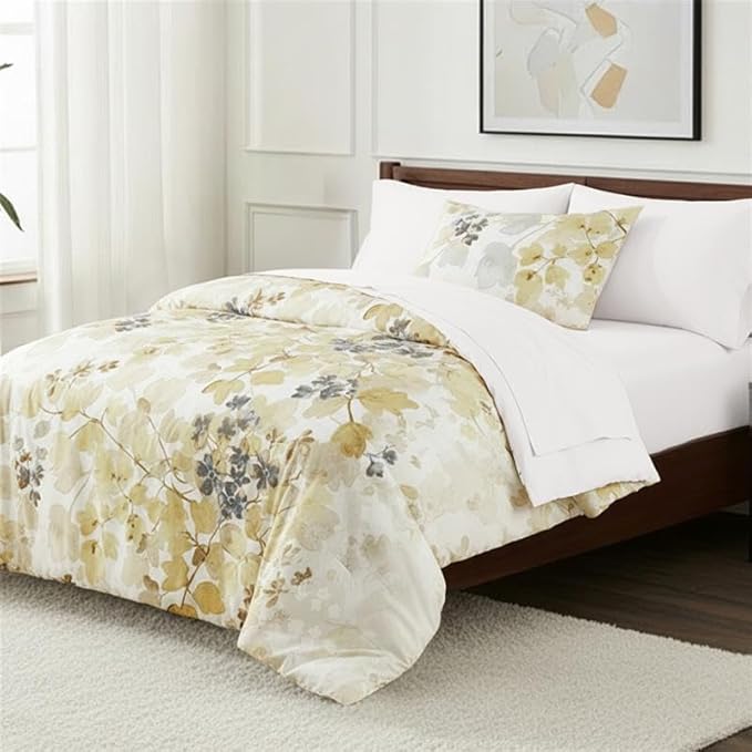 Twin XL Comforter Set Yellow Bed Set, 6 Pieces Cute Floral Bedding Set Ultra Soft Botanical Flowers Comforter, Sheets, Pillowcases & Sham