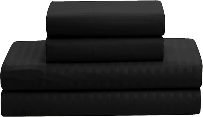 King Size Comforter Set 8 Piece Bed in a Bag with Bed Skirt, Fitted Sheet, Flat Sheet, 2 Pillowcases, 2 Pillow Shams, King, Dobby Black