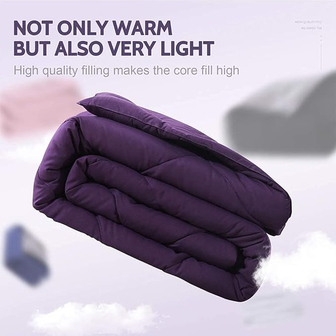 Decroom Lightweight King Comforter Set with 2 Pillow Sham - 3 Pieces Set - Quilted Down Alternative Comforter/Duvet Insert for All Season - Purple - King Size