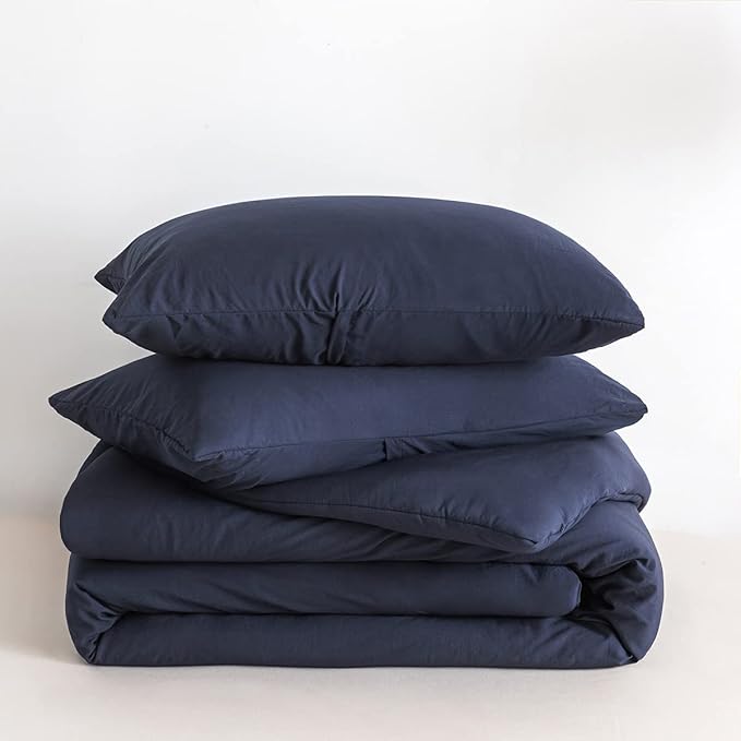 All Seasons Comforter King Size Navy Blue Comforter Set with Pillowshams Double Sliky Soft Washable Cotton Microfiber Reversible Shaggy Fluffy Comforter & 2 Pillow Shams, Dark Navy Blue, King/Cal King