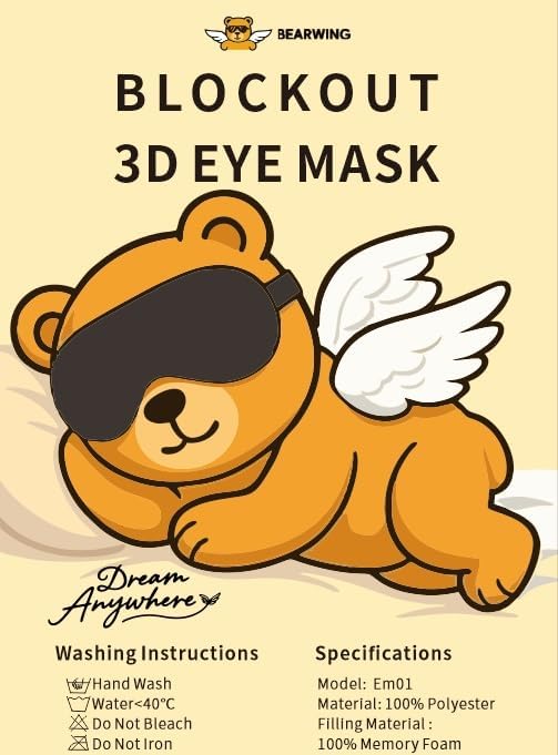 100% Light Blocking Sleep Mask Set, Only 0.73oz Light Comfortable 3D Contoured Memory Foam, Blink Freely Eye Masks for Sleep, Travel, Nap, for Men Women Side Sleeper, Black