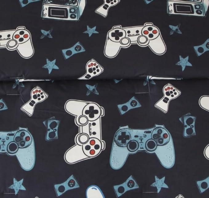 SDY 7PCS Full Gaming Console Comforter & Sheet Set,Soft Cute Gamer Microfiber Bedding for Kids, Boys & Toddlers Room Decor, Includes 1 Comforter, 1 Flat&Fitted Sheet, 2 Pillowcases & 2 Pillow Shams