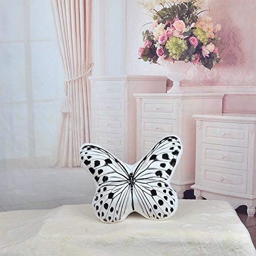 JWH 3D Butterfly Throw Pillow Decorative Animal Aesthetic Stuffed Plush Accent Pillow Case Print Cute Cushion Cover for Car Bed Couch Living Room 13x15 Inch White Black