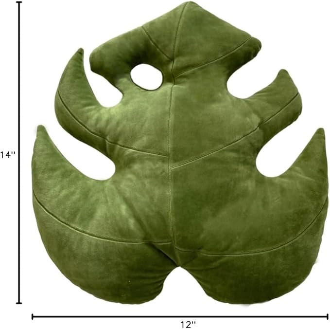 Green Philosophy Co. Monstera Leaf Pillow - Mossy Earth - Large Soft Plant-Shaped Plush Cushion for Couch, Bed, or Reading Nook - Cute & Unique Nature-Inspired Decor Super Soft & Cuddly Throw Pillow