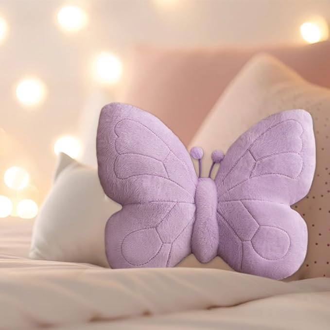 Kawaii Butterfly Shaped Throw Pillow 18in Soft Hugging Plush Pillow Butterfly Stuffed Animal Stuff Aesthetics Decor for Bedroom Living Room Sofa Couch