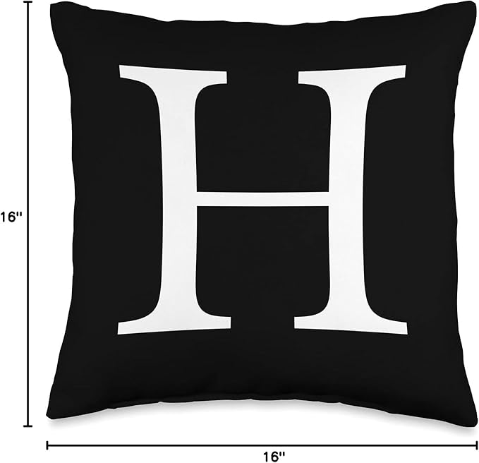 Cute & Classy Black White Monogram Letter H Throw Pillow