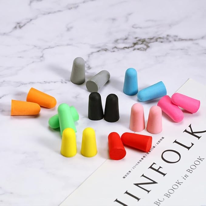 20 Pairs Black Reusable Ear Plugs, 32dB NRR Noise Reduction, Washable Slow-Rebound Foam Earplugs for Sleeping, Snoring, Work, Concerts, Travel