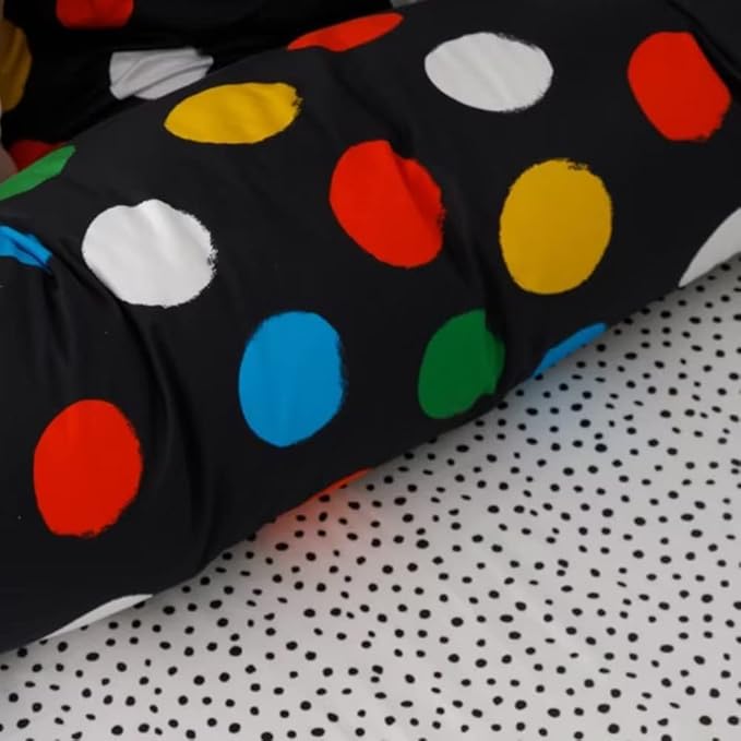 CLOTHKNOW Colorful Dot Comforter Sets Full 3Pcs Black Bedding Comforter Sets White Yellow Green Blue Rust Ball Comforter Bedding Sets Full