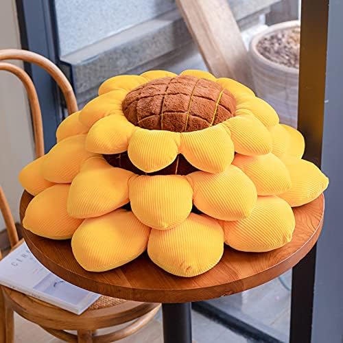 LEVINIS Yellow Sunflower Shape Chair Pads Large Throw Pillows Soft Velvet Decorative Reversible Pillow Cushion Mat for Bed Car Couch Chair Sofa Office 27''