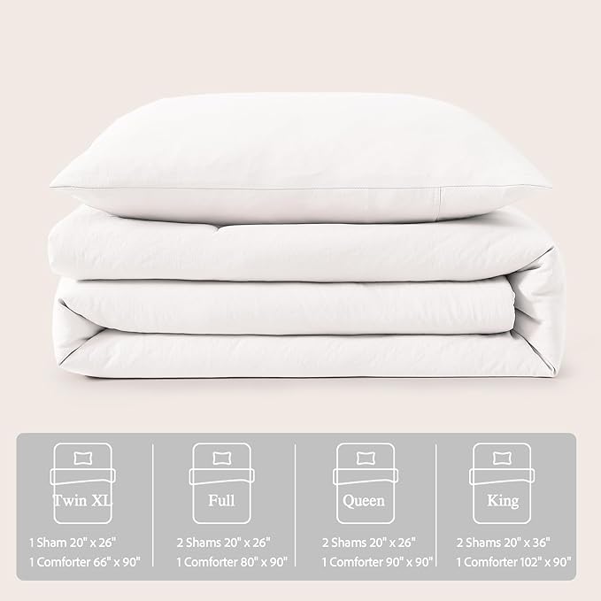 WRENSONGE Twin/Twin XL Comforter Set for Girls Boys Teens, 1 White Comforter & 1 Pillow Sham, Soft Lightweight Kids Comforter Sets for All Seasons Dorm Bedding