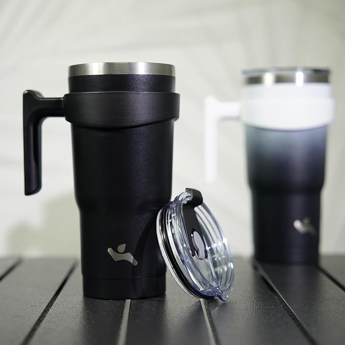 30 oz Tumbler with Handle and 2 Straw 2 Lid, Insulated Water Bottle Stainless Steel Vacuum Cup Reusable Travel Mug,Day Night