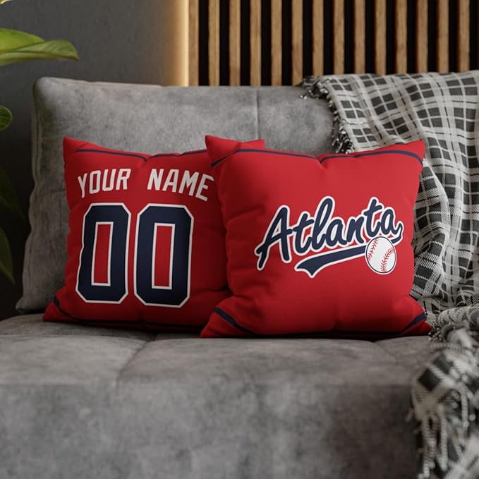 ANTKING Atlanta Throw Pillow 2 Packs Custom Name and Number for Men Women Boy Personalized Gifts