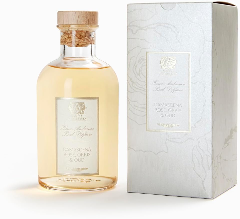 Antica Farmacista Home Ambiance Diffuser - Long-Lasting Reed Scent Diffuser - Luxury Room Freshener Gift - Damascena Rose, Orris & Oud, 16.9 fl oz