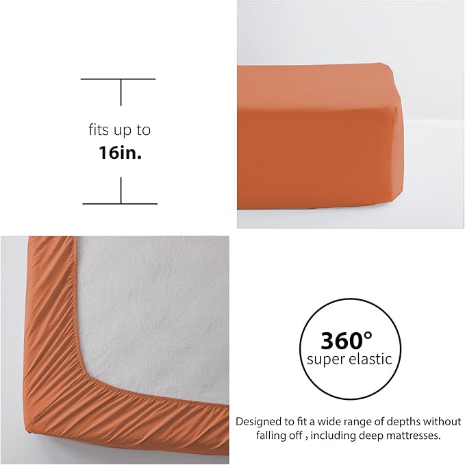Anluoer Queen Comforter Set 7 Piece with Sheets, Burnt Orange Boho Bed in a Bag Queen, Lightweight Terracotta Bedding Sets
