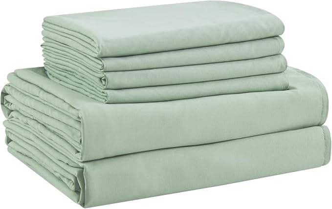 Cal King Size Sheets Set - 6 Piece Luxuriously Soft & Cooling Sheets Cal King Size - Ultra Soft 16" Deep Pocket Cal King Sheet Set - Fitted Sheet & Pillowcase Sets (Cal King Sage Green)