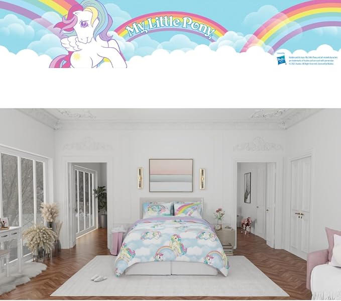 Franco Collectibles My Little Pony Classic Retro Unicorn Rainbow Bedding 7 Piece Super Soft Comforter and Sheet Set with Sham, Full, (100% Official Licensed Product)