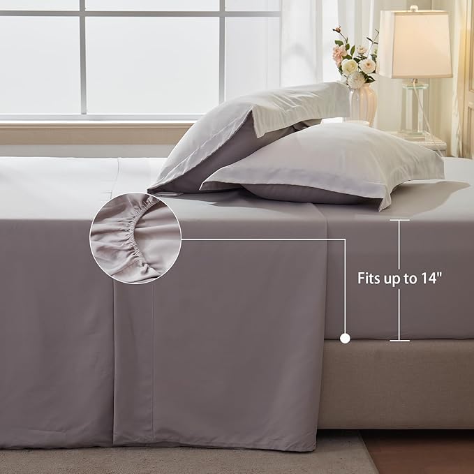 Anluoer King Size Bed in a Bag 7 Pieces, White Comforter Set with Sheets, All Season Bedding Sets with 1 Comforter, 2 Pillow Shams, 2 Pillowcases, 1 Flat Sheet, 1 Fitted Sheet