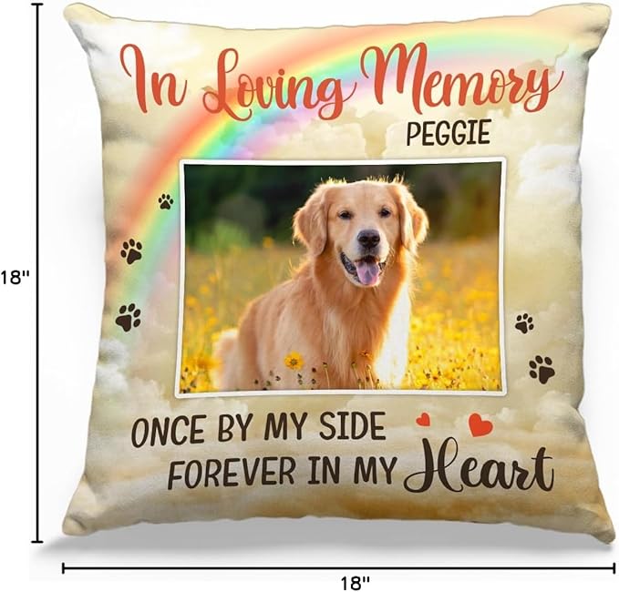 Pawfect House Custom Photo Throw Pillow Covers (Insert Included), Cat Memorial Gifts for Loss of Cat, Dog Passing Away Gifts, Pet Loss Sympathy Gift, in Loving Memory Dog Pillow