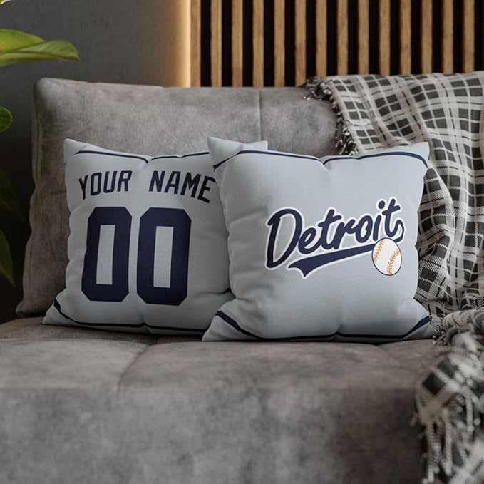 ANTKING Detroit Throw Pillow 2 Packs Custom Name and Number for Men Women Boy Personalized Gifts
