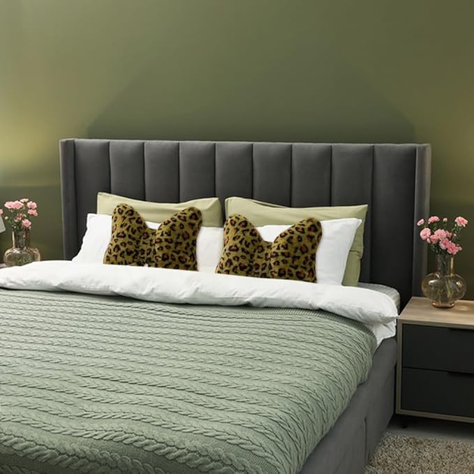 2Pcs Leopard Print Bow Throw Pillow Furry Bow Plush Pillows Cute Flower Plush Pillow Cheetah Home Decor Stuffed Bow Lumbar Pillow for Bed Couch Living Room Decor (Green, 16in)