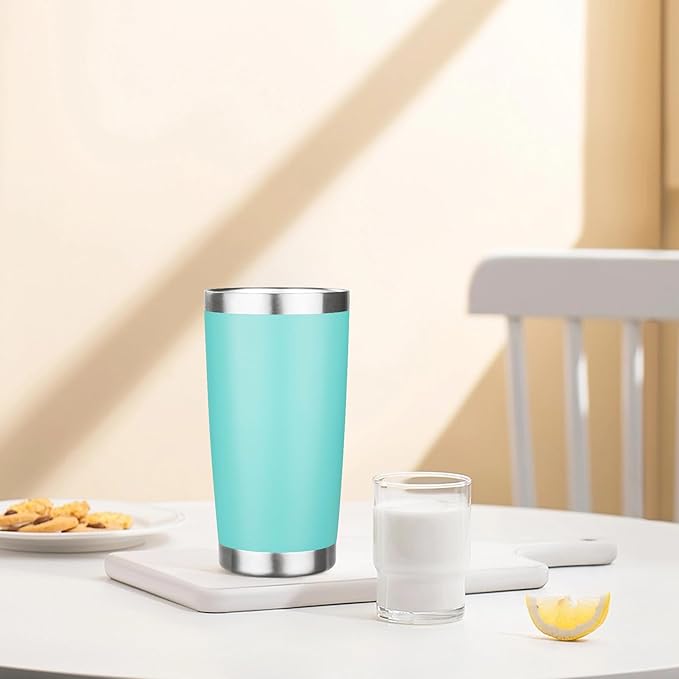 20oz Tumbler with Lid Stainless Steel Insulated Tumblers Travel Coffee Tumbler Bulk Double Wall Vacuum Insulated Water Cup Christmas Gifts for Women Men Her Him Home Office (Teal, 6pack)