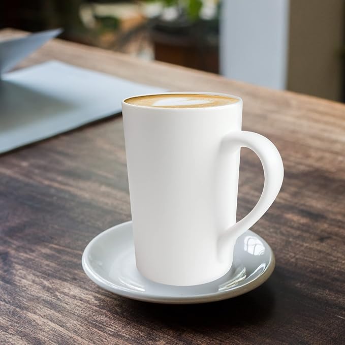 2 Pack 12 OZ Ceramic Coffee Cup Simple Pure White Ceramic Cup Plain Large Tall White Milk Tea Coffee Mug with Handle