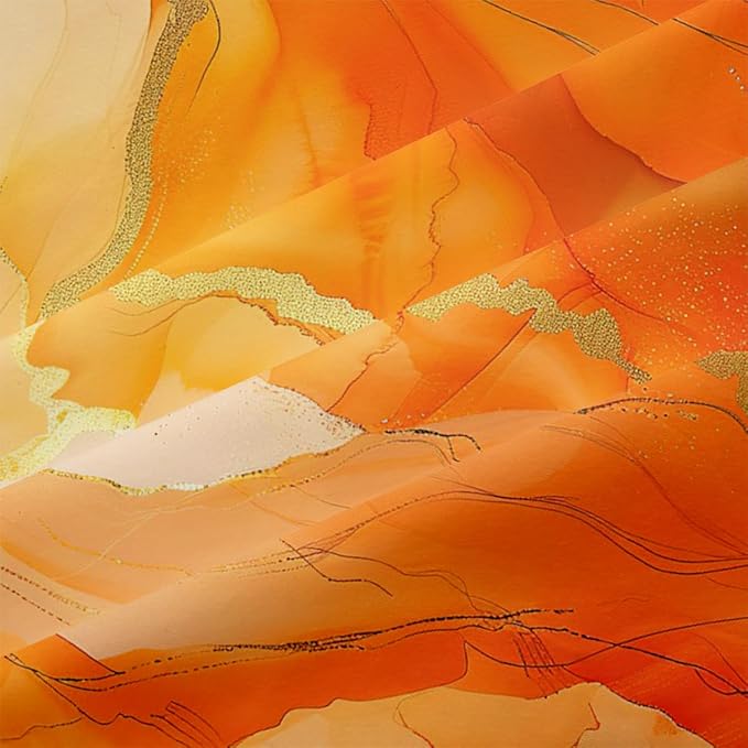 Orange Marble Comforter Set King Size Gold Glitter Marbling Bedding Set Watercolor Abstract Art Down Comforter Burnt Orange Marble Print Bed Set for Kids Teens Adult Bedroom Decor 3Pcs