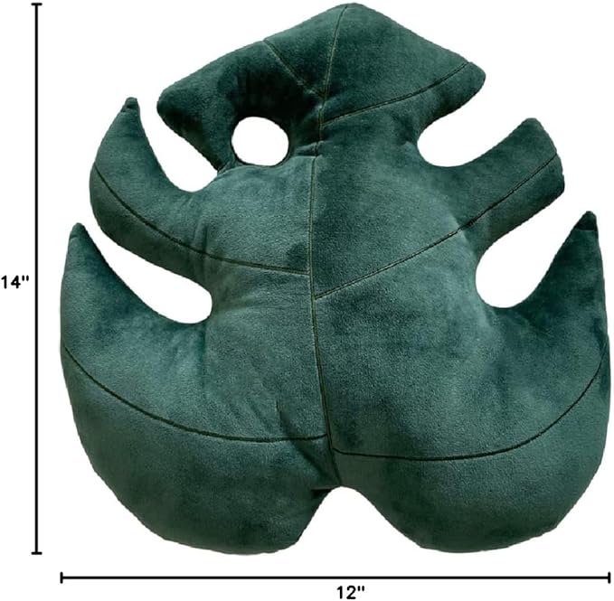 Green Philosophy Co. Monstera Deliciosa Leaf Pillow - Deep Forest