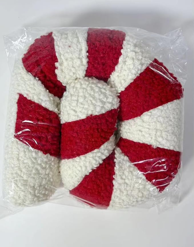 Christmas Candy Cane Pillow Red and White Plush Decorative Throw Pillow Soft Fabric Peppermint Shaped Cushion for Holiday Sofa Bedroom Christmas Decor (Cane)