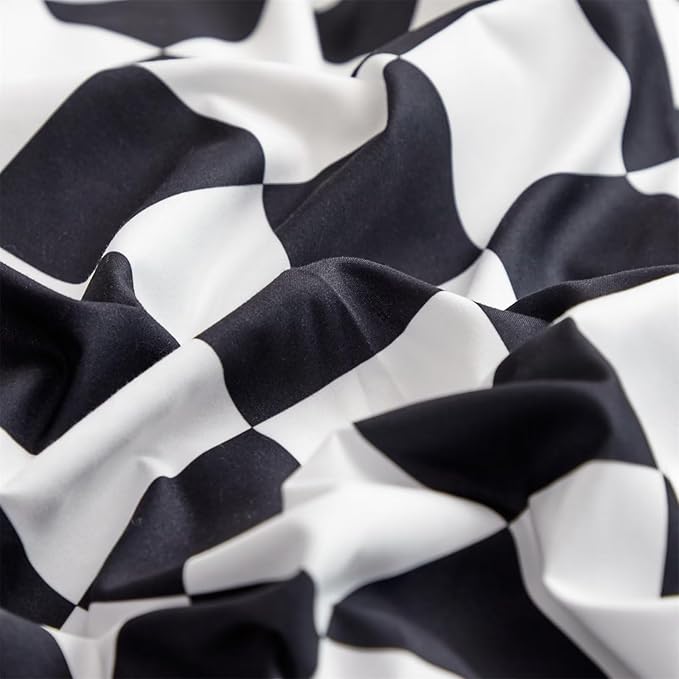 Houseri Black and White Plaid Comforter Set King Black Grid Bedding Comforter King Size Men Women Modern Checkerboard Comforters Sets Elegant Buffalo Checkered Gingham Bed Quilt Blanket King Comforter