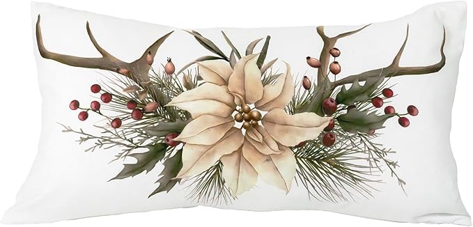 Donna Sharp 2-Piece Dashing Microfiber Holiday Themed Decorative Throw Pillow Set - Pillows for Couch, Sofa, Beds, and Chairs - Includes 18" x 18" Square & 12" x 22" Rectangular Pillows