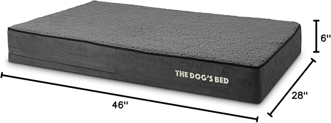 The Dog’s Bed Orthopedic Memory Foam Dog Bed Mattress, Plush Fabric, Grey Plush, XL, 6-Inch