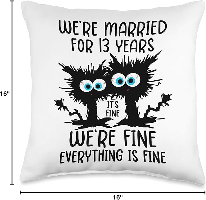 Lace Wedding We're Married for 13 Years Throw Pillow