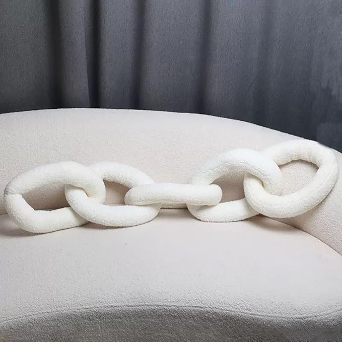 Long Chain Throw Pillow Knot Pillow,Knotted Chain Shape Cushion Dorm Room Decor Household Throw Knot Decorative Cushion for Bed Living Room (White)