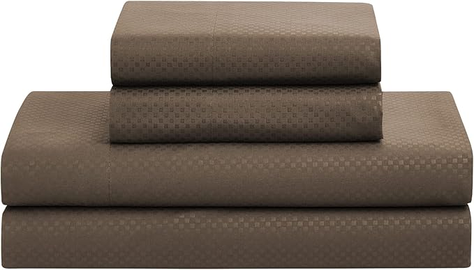 Queen Comforter Set 8 Piece Bed in a Bag with Bed Skirt, Fitted Sheet, Flat Sheet, 2 Pillowcases, 2 Pillow Shams, Queen, Checkered Chocolate