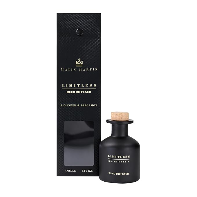 Matin Martin Limitless Reed Diffuser 5 oz - Luxury Aromatherapy with Lavender & Bergamot - Home Decor Gift for Bedroom, Office, Living Room, Bathroom - Long Lasting Scent with Premium Fragrance Sticks