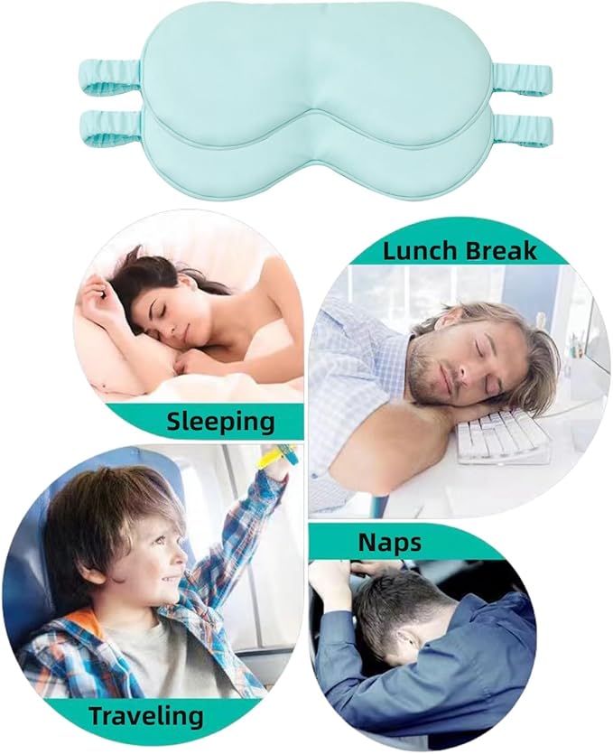 HBHLFZ Sleep Mask 2 Pack - Bamboo Viscose Fiber Sleeping Eye Mask - with Elastic Band/Headband - Comfort Sleeping Shade - for Nighttime Sleeping, Traveling & Napping(Light Blue)