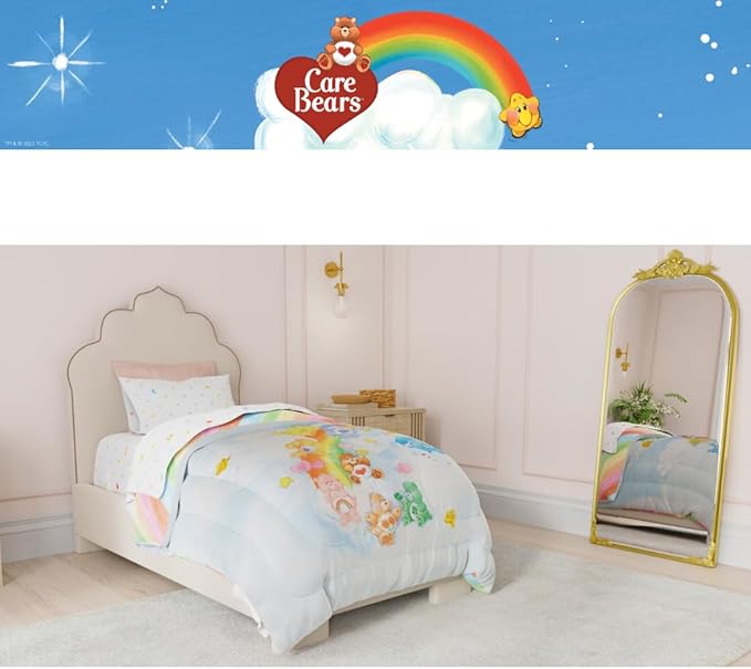 Care Bears Classic Super Soft Cozy Reversible Microfiber Comforter and Sheet Set, 4 Piece Twin Size, (Official Licensed Product) by Franco Collectibles