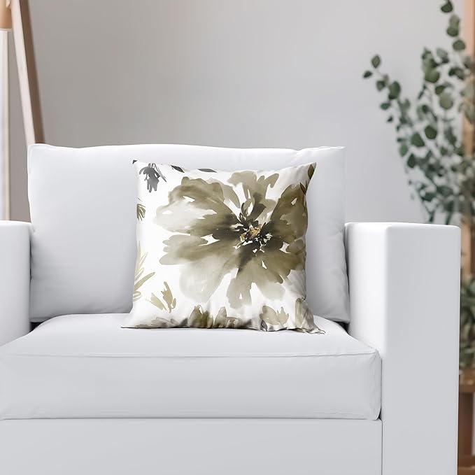 Americanflat 14x14 Throw Pillow with Sewn-in Insert - All-in-One Decorative Pillows - No Cover Needed - Soft and Durable Cushion for Bed or Sofa - Polyester - Sepia