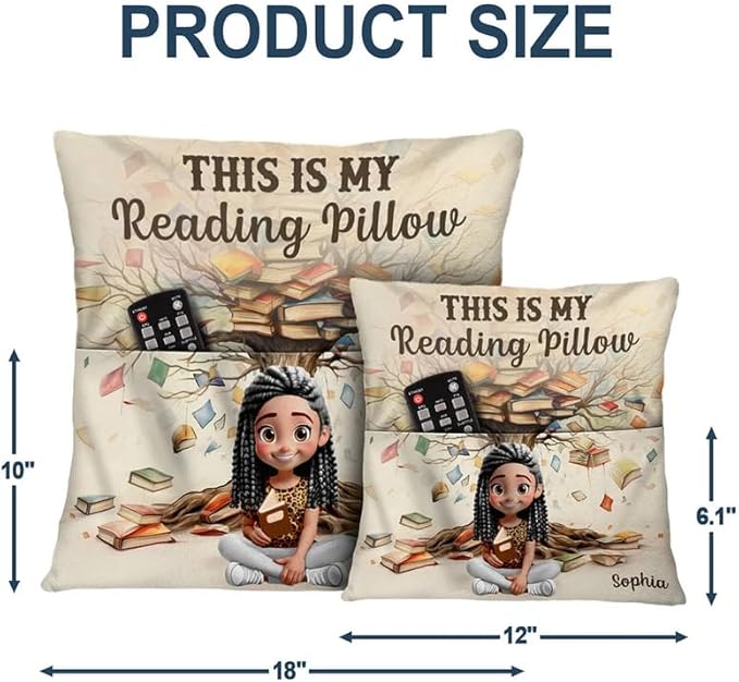 Personalized Pocket Pillow - Book Lover Gift, Reading Nook Accessory, Cozy Home Décor Idea - This is My Reading Pillow Book Tree