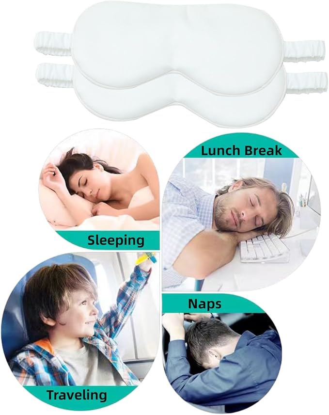 HBHLFZ Sleep Mask 2 Pack - Bamboo Viscose Fiber Sleeping Eye Mask - with Elastic Band/Headband - Comfort Sleeping Shade - for Nighttime Sleeping, Traveling & Napping(White)