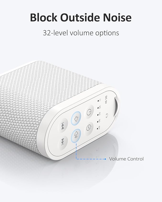Portable Travel Sound Machine for Adults, Baby Sleeping : Super Long-Lasting & Rechargeable Battery, Headphone Jack, 21 Sounds - White Noise Machine for Office Privacy & Noise Canceling, Home, Gift