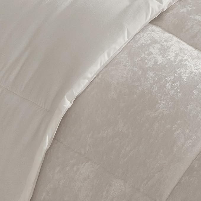 HYPREST Velvet Comforter King,3 Pcs Luxury Elegant Velvet Duvet,Ultra Soft White Bedding Comforter Sets