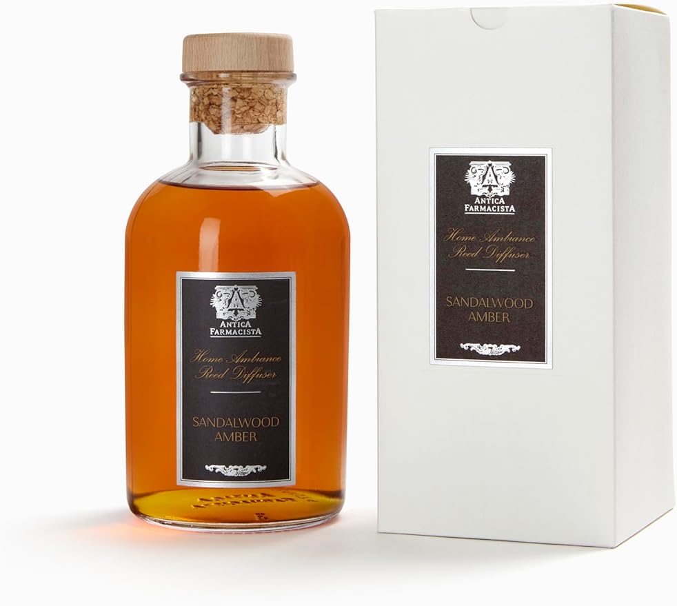 Antica Farmacista Home Ambiance Diffuser - Long-Lasting Reed Scent Diffuser - Luxury Room Freshener Gift - Sandalwood Amber, 16.9 fl oz