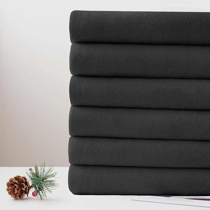 ZYFZCYBL Fleece Throw Blankets Lightweight Warm Soft Cozy Pet-Friendly Bulk Fleece Throw Blanket Solid for Home Bed, Sofa,Office,Gifts, Couch (Pack of 6-50 x 60 inch,Black)