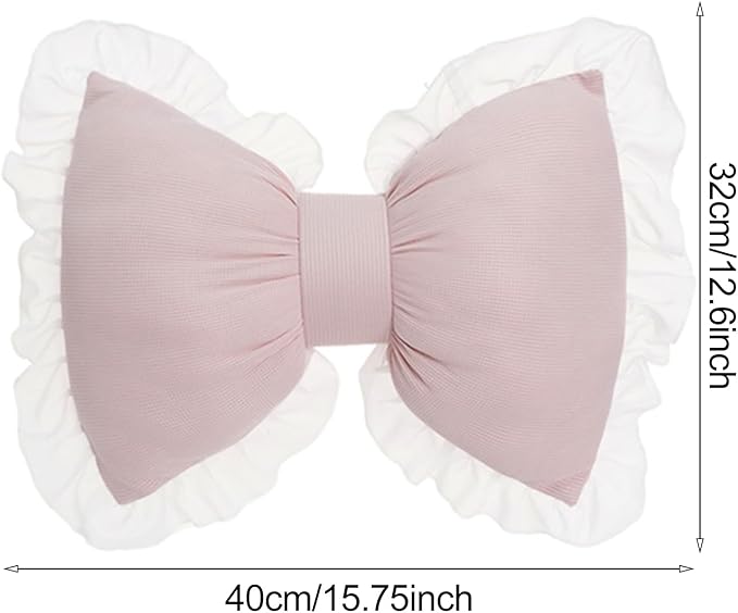 Bow Shaped Throw Pillow for Couch Ruffle Lace Decor Fluffy PP Cotton Filling Holiday Adds Elegance and Romance Pillow Bed Couch Car Seat Decoration Pillow Black