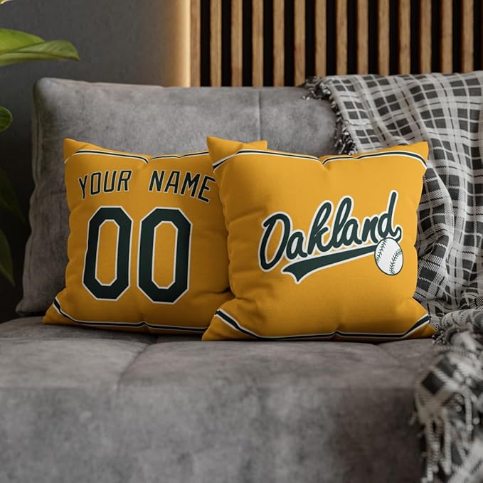ANTKING Oakland Throw Pillow 2 Packs Custom Name and Number for Men Women Boy Personalized Gifts