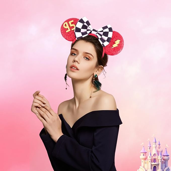 Cars Mouse Ear Headbands,Sparkle Mouse Ears Headband for Women Girls Cartoon Costume Cosplay Decoration (95)